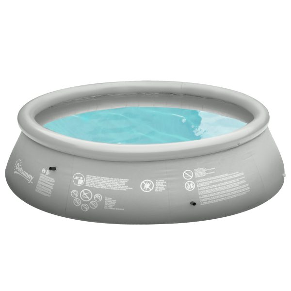 274cmx76cm Round Paddling Inflatable Swimming Pool Family-Sized & Hand Pump Grey