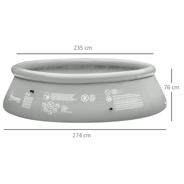 274cmx76cm Round Paddling Inflatable Swimming Pool Family-Sized & Hand Pump Grey - Image 3