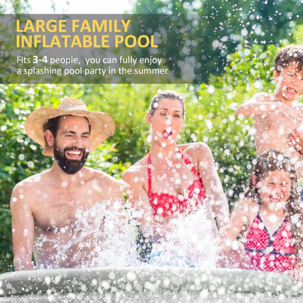 274cmx76cm Round Paddling Inflatable Swimming Pool Family-Sized & Hand Pump Grey - Image 6