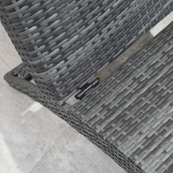 Garden Patio Rattan Wicker Folding Sun Lounger Cushion  Grey - Image 7