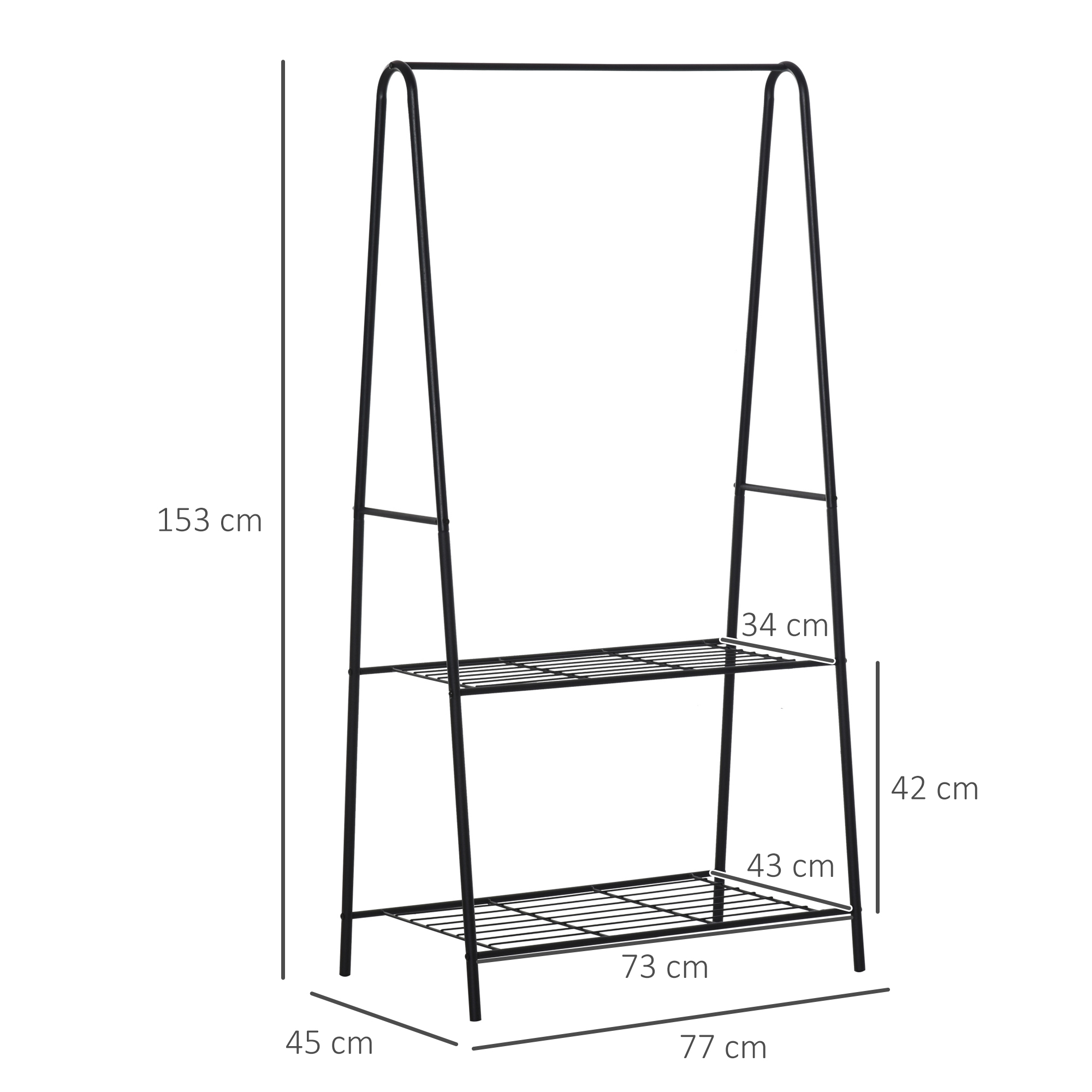 Clothes Rack, 2-Tier, A Shaped, Steel-Black - Image 3