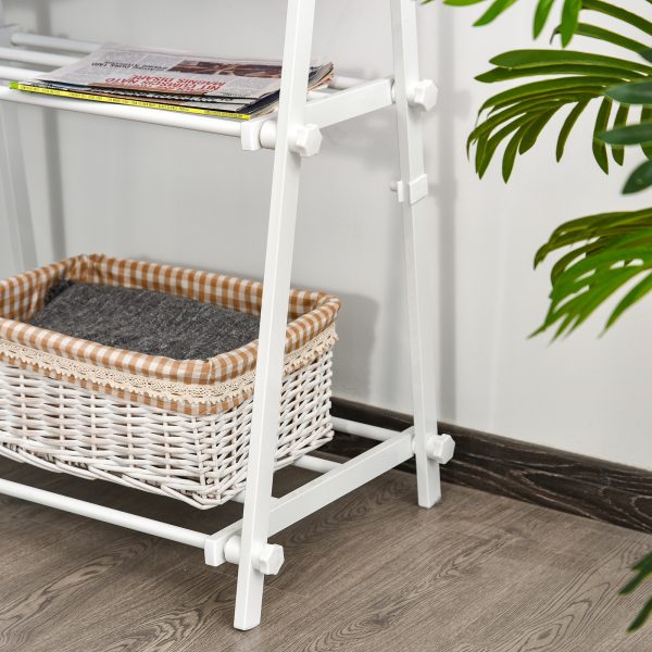 Steel Freestanding Clothes Rail w/ 2 Shelves White - Image 8