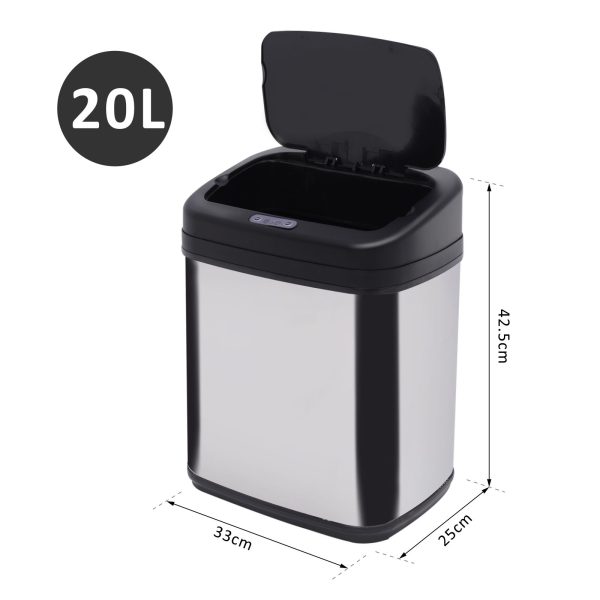 20L Stainless Steel Auto Kitchen Bin Sensor  Bucket in L Size - Image 3