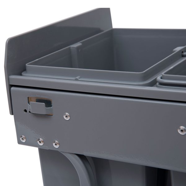 Recycle Waste Bin Pull Out Dustbin Recycling Cabinet  40L-Grey - Image 8
