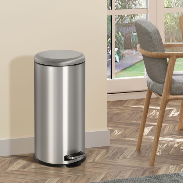 30L Pedal Bin, ?29.2 cm-Black/Silver - Image 2