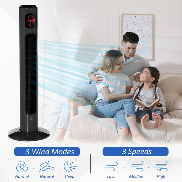 Tower Fan, 3 Speed 3 Mode Timer, Oscillation, Remote Dark Grey - Image 5