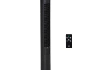 ABS Oscillating 3-Speed Tower Fan w/ Remote Control Black