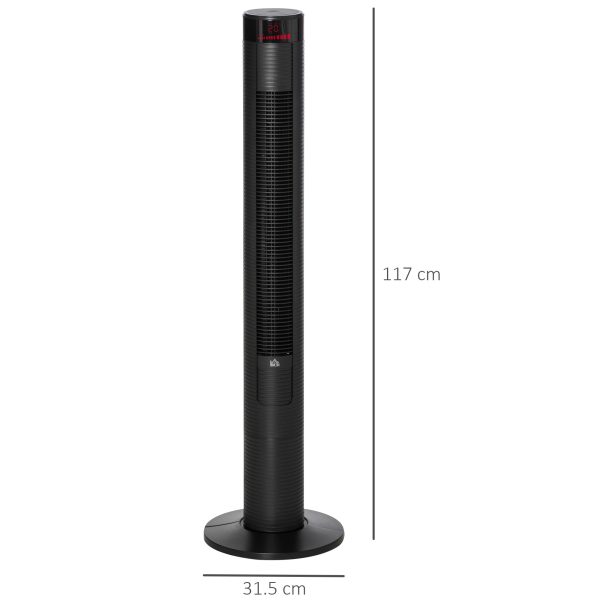 ABS Oscillating 3-Speed Tower Fan w/ Remote Control Black - Image 3