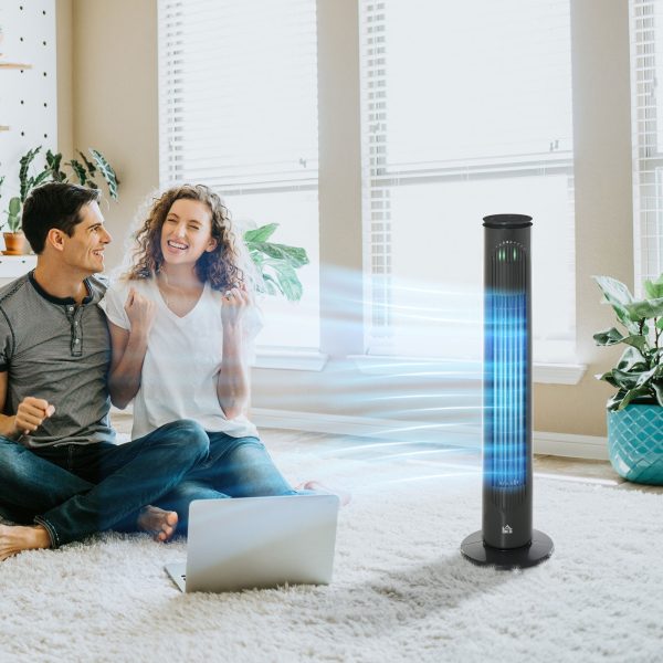 Tower Fan, 3 Speed 3 Mode Timer Oscillation, Remote Dark Grey Fan - Image 2
