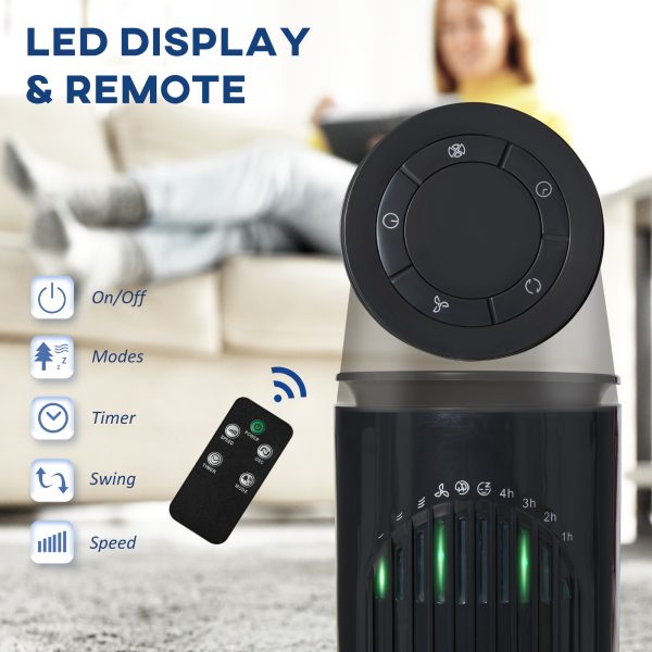 Tower Fan, 3 Speed 3 Mode Timer Oscillation, Remote Dark Grey Fan - Image 4
