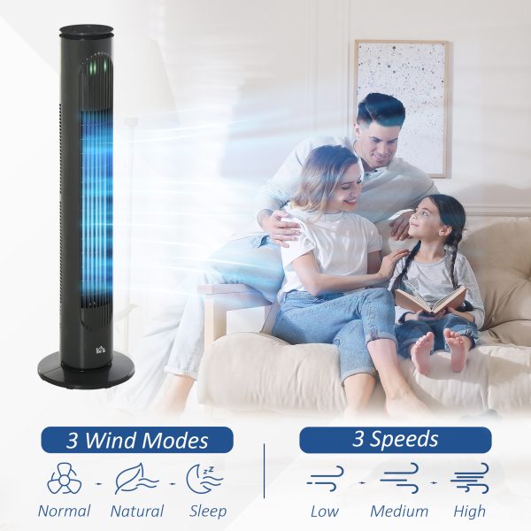 Tower Fan, 3 Speed 3 Mode Timer Oscillation, Remote Dark Grey Fan - Image 5