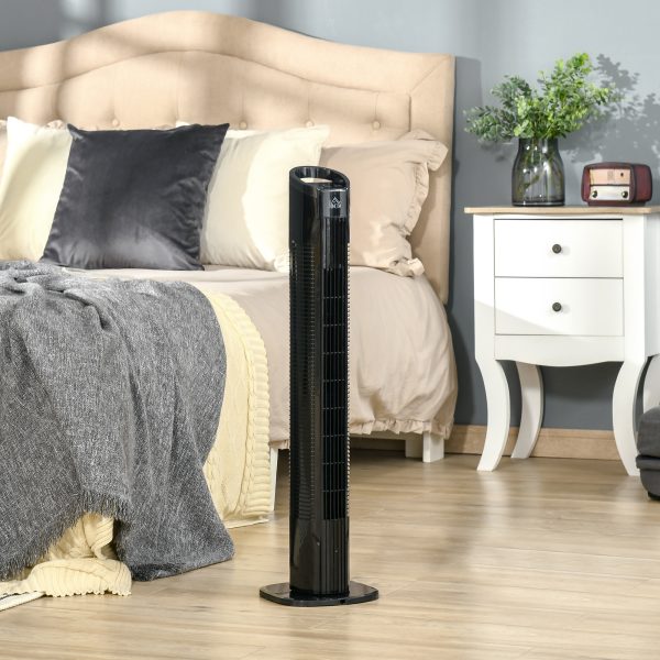 Tower Fan, 3 Speed 3 Mode, Timer, Oscillation, Controller, Black with 9 Setting - Image 2