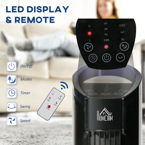Tower Fan, 3 Speed 3 Mode, Timer, Oscillation, Controller, Black with 9 Setting - Image 4