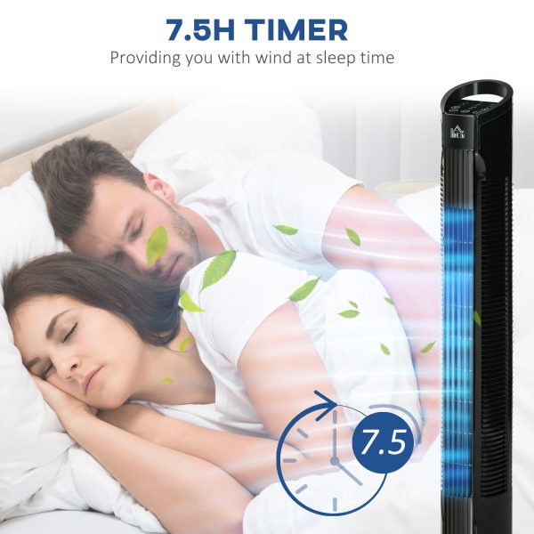 Tower Fan, 3 Speed 3 Mode, Timer, Oscillation, Controller, Black with 9 Setting - Image 7