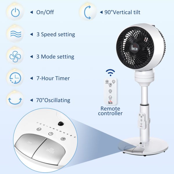 Air Circulator Fan 3 Speed 3 Mode, Oscillation Tilt, Height Adjust Black/White - Image 4