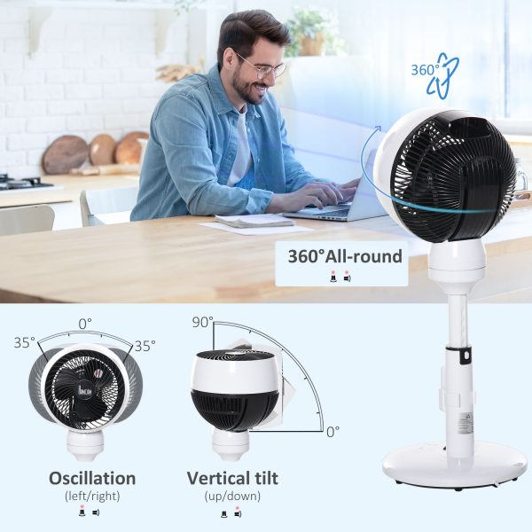 Air Circulator Fan 3 Speed 3 Mode, Oscillation Tilt, Height Adjust Black/White - Image 6