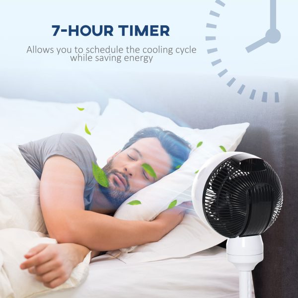 Air Circulator Fan 3 Speed 3 Mode, Oscillation Tilt, Height Adjust Black/White - Image 7