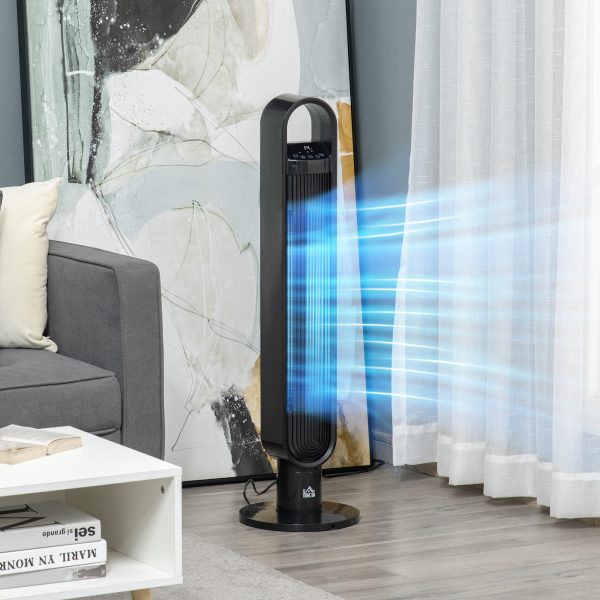 Tower Fan Cooling for Bedroom with Oscillating, 3 Sp, Timer, Black Home w/ RC, - Image 2