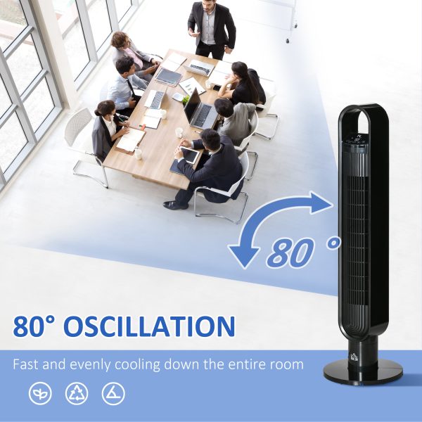 Tower Fan Cooling for Bedroom with Oscillating, 3 Sp, Timer, Black Home w/ RC, - Image 5