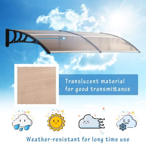Outsunny 80 L x 195 W x 23 H cm Clear Polycarbonate Curved Awning Black - Image 7