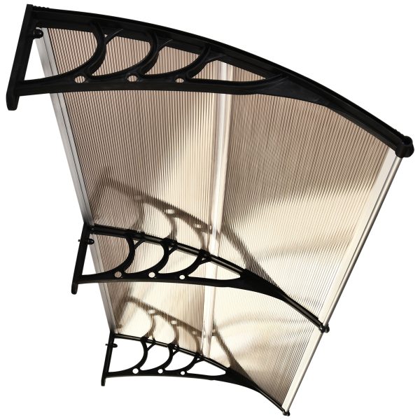 Outsunny 80 L x 195 W x 23 H cm Clear Polycarbonate Curved Awning Black - Image 8