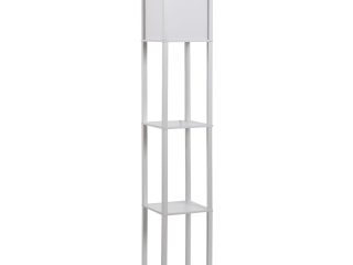 4-Tier Floor Lamp, Floor Light with Storage Shelf, White 3-Tier