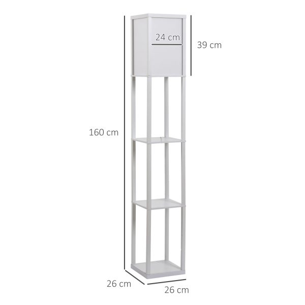 4-Tier Floor Lamp, Floor Light with Storage Shelf, White 3-Tier - Image 3