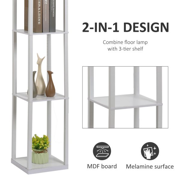 4-Tier Floor Lamp, Floor Light with Storage Shelf, White 3-Tier - Image 4