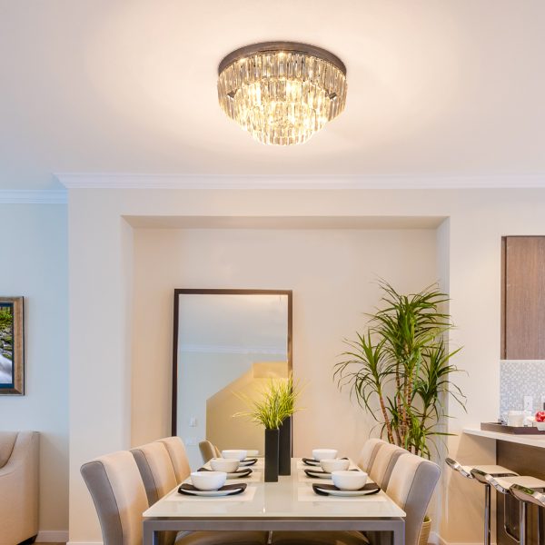 Round Crystal Ceiling Lamp 7 Lights Chandelier Mounted Fixture - Image 2