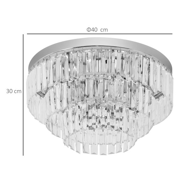 Round Crystal Ceiling Lamp 7 Lights Chandelier Mounted Fixture - Image 3