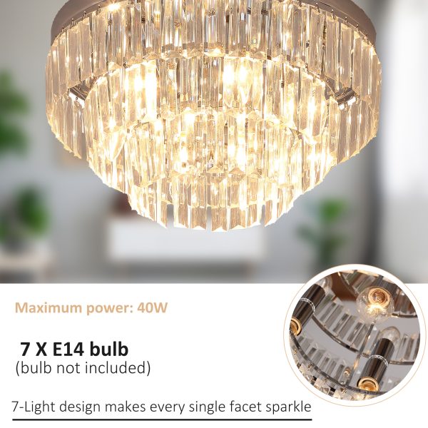 Round Crystal Ceiling Lamp 7 Lights Chandelier Mounted Fixture - Image 5