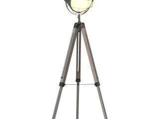 Pine Wood Tripod Spotlight Floor Lamp Brown/Black