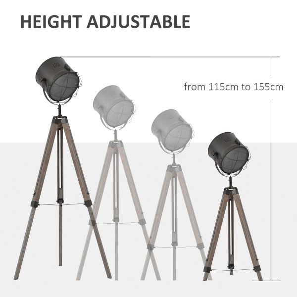Pine Wood Tripod Spotlight Floor Lamp Brown/Black - Image 4