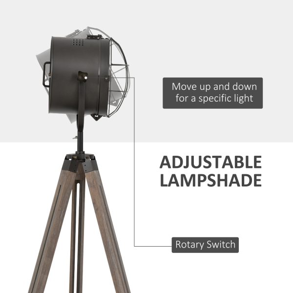 Pine Wood Tripod Spotlight Floor Lamp Brown/Black - Image 6