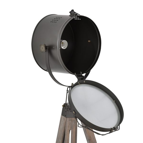 Pine Wood Tripod Spotlight Floor Lamp Brown/Black - Image 8
