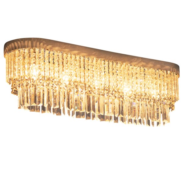 Modern Raindrop Crystal Chandelier, Round Rectangular Ceiling Light, Silver