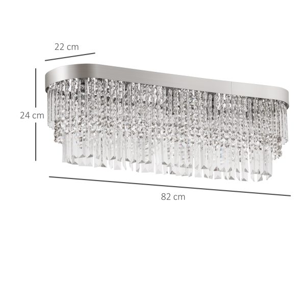 Modern Raindrop Crystal Chandelier, Round Rectangular Ceiling Light, Silver - Image 3