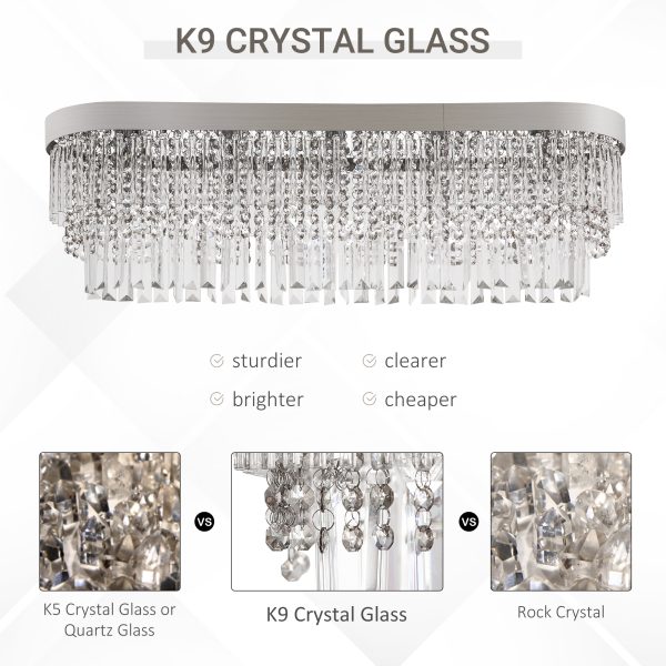 Modern Raindrop Crystal Chandelier, Round Rectangular Ceiling Light, Silver - Image 5