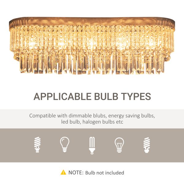 Modern Raindrop Crystal Chandelier, Round Rectangular Ceiling Light, Silver - Image 6