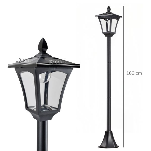 Outsunny Solar Powered Lamp Post, IP44, 18Lx18Wx160H cm-Black - Image 3