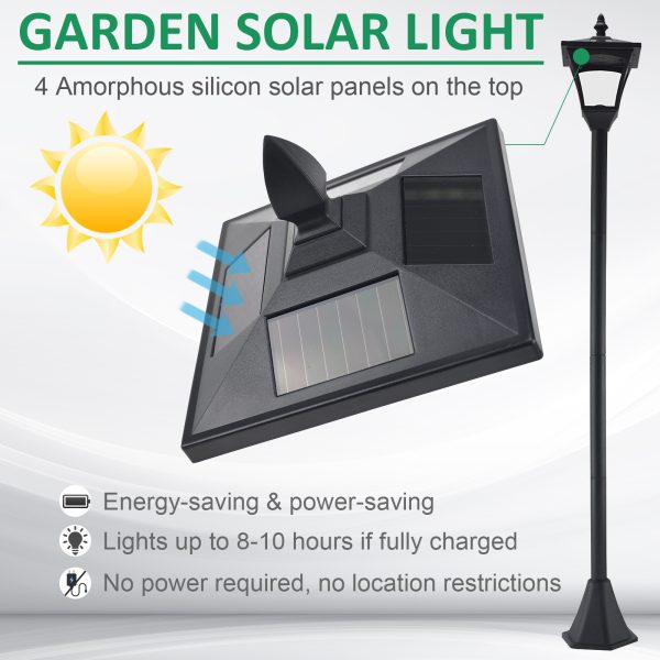 Outsunny Solar Powered Lamp Post, IP44, 18Lx18Wx160H cm-Black - Image 4