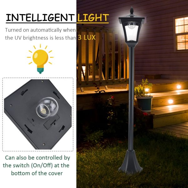 Outsunny Solar Powered Lamp Post, IP44, 18Lx18Wx160H cm-Black - Image 5