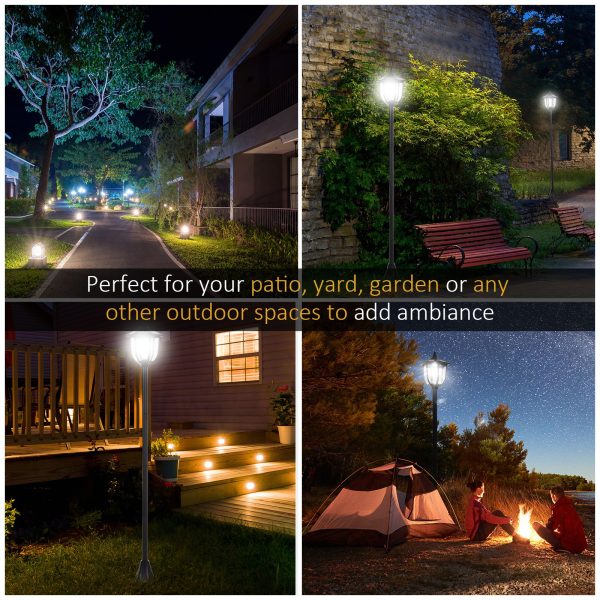 Outsunny Solar Powered Lamp Post, IP44, 18Lx18Wx160H cm-Black - Image 7