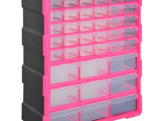 DURHAND 39 Drawer Cabinets, 47.5H cm, Plastic-Rose