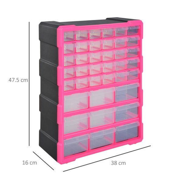 DURHAND 39 Drawer Cabinets, 47.5H cm, Plastic-Rose - Image 3
