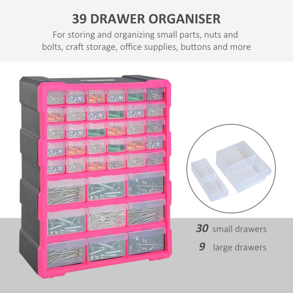 DURHAND 39 Drawer Cabinets, 47.5H cm, Plastic-Rose - Image 6