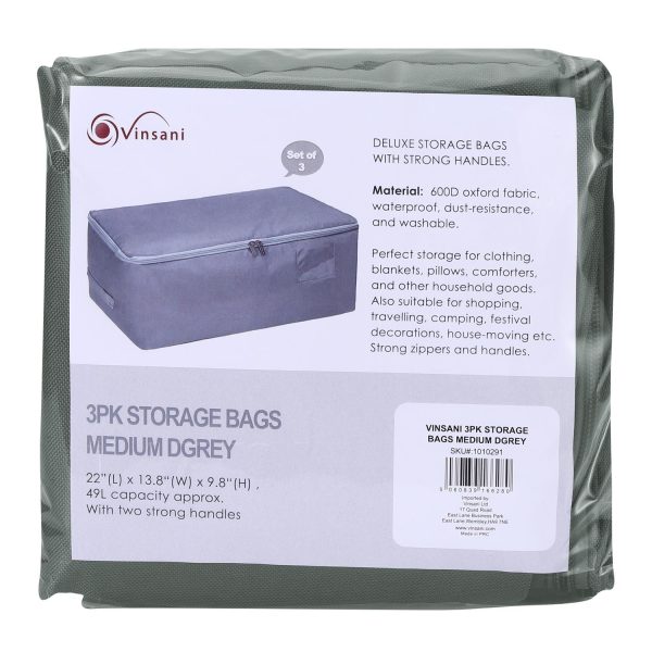 VINSANI 3PK STORAGE BAGS MEDIUM DGREY 1010291 - Image 8