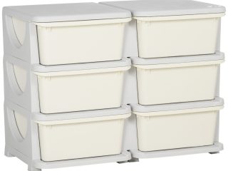Kids Storage Unit Toy Box Vertical Dresser with Six Drawers - Cream HOMCOM