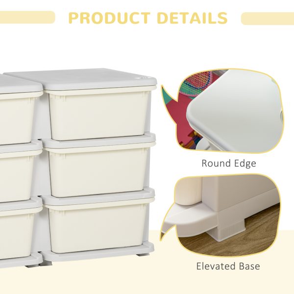 Kids Storage Unit Toy Box Vertical Dresser with Six Drawers - Cream HOMCOM - Image 7