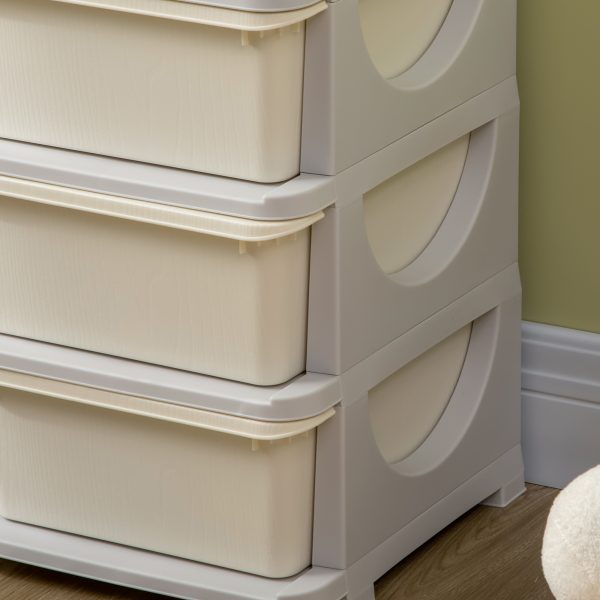 Kids Storage Unit Toy Box Vertical Dresser with Six Drawers - Cream HOMCOM - Image 8